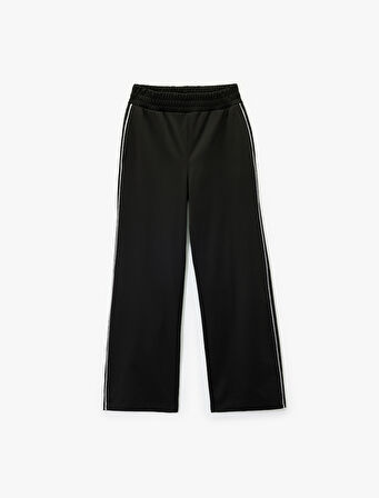 Biyeli Beli Lastikli Geniş Paça Spor Eşofman Altı