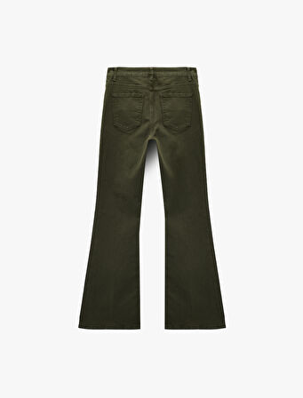 Dar Kesim Nervürlü İspanyol Paça Jean Pantolon - Flare Jeans