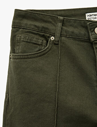 Dar Kesim Nervürlü İspanyol Paça Jean Pantolon - Flare Jeans