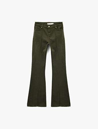 Dar Kesim Nervürlü İspanyol Paça Jean Pantolon - Flare Jeans