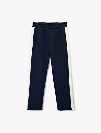 Şardonlu Cep Detaylı Renk Kontrastlı Beli Lastikli Kışlık Eşofman Altı