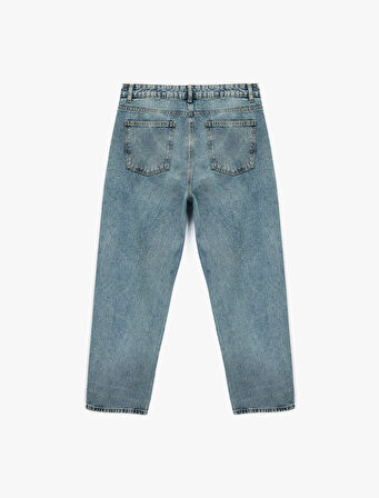 Normal Bel Pamuklu Bol Baggy Jean Pantolon