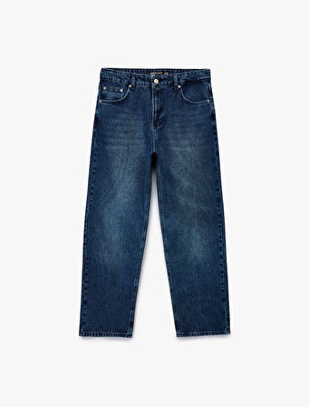 Normal Bel Pamuklu Bol Baggy Jean Pantolon