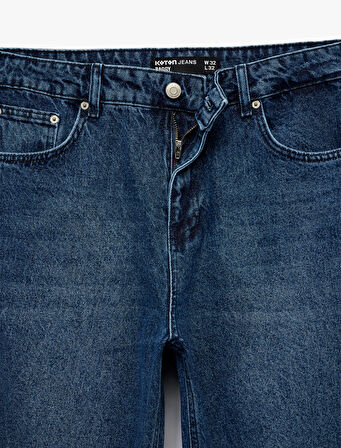 Normal Bel Pamuklu Bol Baggy Jean Pantolon