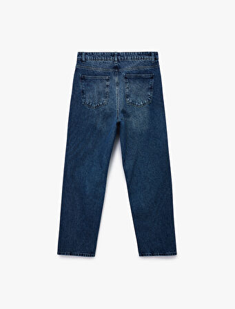 Normal Bel Pamuklu Bol Baggy Jean Pantolon