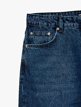 Normal Bel Pamuklu Bol Baggy Jean Pantolon