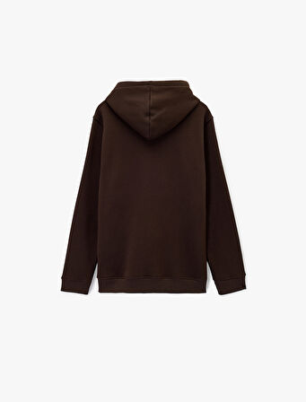 Şardonlu Uzun Kollu Basic Kapşonlu Sweatshirt