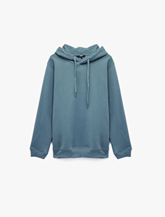 Şardonlu Uzun Kollu Basic Kapşonlu Sweatshirt