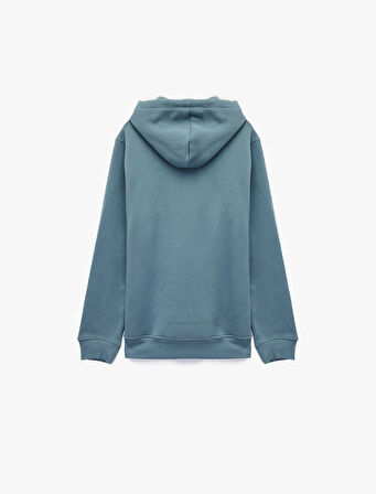 Şardonlu Uzun Kollu Basic Kapşonlu Sweatshirt