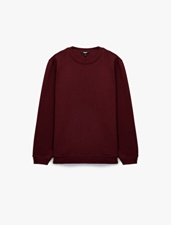 Pamuklu Uzun Kollu Şardonlu Bisiklet Yaka Erkek Basic Sweatshirt