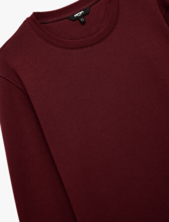 Pamuklu Uzun Kollu Şardonlu Bisiklet Yaka Erkek Basic Sweatshirt