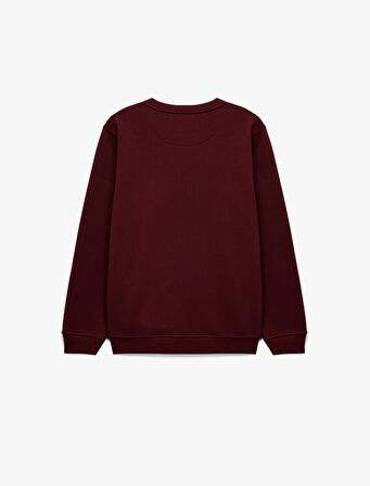 Pamuklu Uzun Kollu Şardonlu Bisiklet Yaka Erkek Basic Sweatshirt