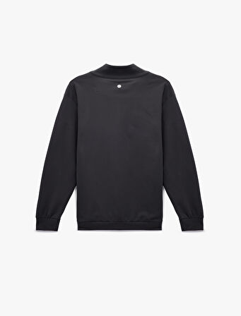 Uzun Kollu Dik Yaka Yarım Fermuarlı Oversize Spor Sweatshirt