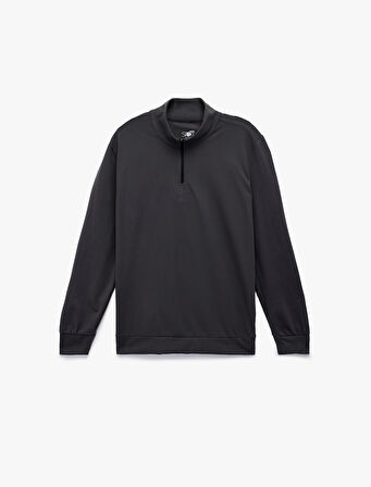 Uzun Kollu Dik Yaka Yarım Fermuarlı Oversize Spor Sweatshirt