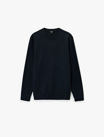 Uzun Kollu Bisiklet Yaka Basic Sweatshirt