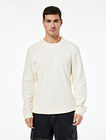 Pamuklu Uzun Kollu Basic Bisiklet Yaka Sweatshirt