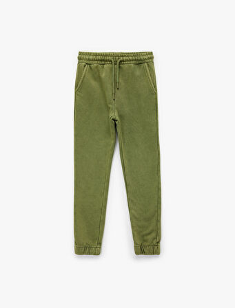 Pamuklu Şardonlu Beli Lastikli Cep Detaylı Jogger Eşofman Altı