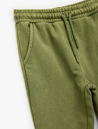 Pamuklu Şardonlu Beli Lastikli Cep Detaylı Jogger Eşofman Altı