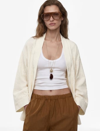 Pamuklu Uzun Kollu Floral Dokulu Oversize Kimono Ceket