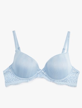 Dantel Detaylı Push Up Dolgulu Balenli Sütyen
