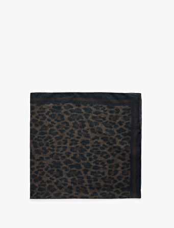 Leopar Desenli Saten Kare Şal