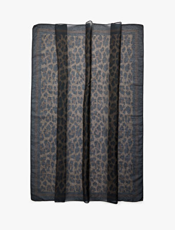 Leopar Desenli Saten Kare Şal