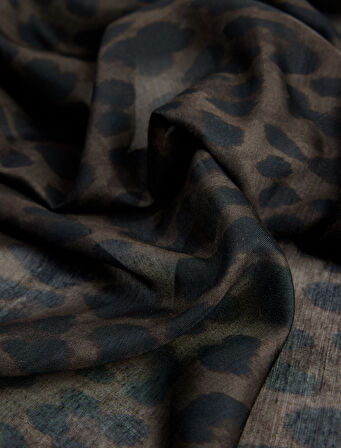 Leopar Desenli Saten Kare Şal