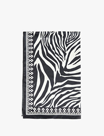 Zebra Desenli Saten Kare Şal