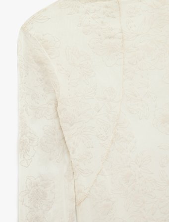 Koton X Sibil Çetinkaya - Slim Fit Floral Desenli Dik Yaka Uzun Kollu Bluz