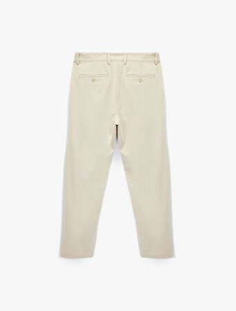 Viskon Karışımlı Cepli Düğmeli Slim Fit Kumaş Pantolon