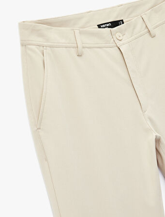 Viskon Karışımlı Cepli Düğmeli Slim Fit Kumaş Pantolon