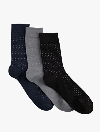 Puantiyeli Pamuklu 3'lü Soket Çorap Seti