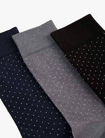 Puantiyeli Pamuklu 3'lü Soket Çorap Seti