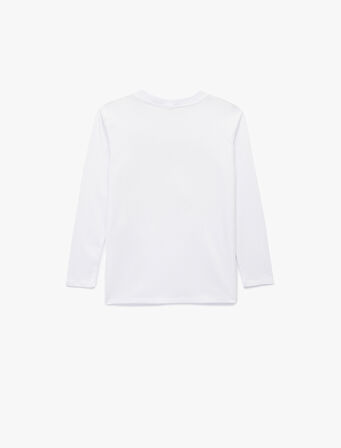 Pullu Payetli Uzun Kollu Bisiklet Yaka Atatürk Baskılı Pamuklu Tişört