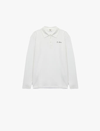 Pamuklu Uzun Kollu Atatürk Baskılı Polo Yaka Tişört