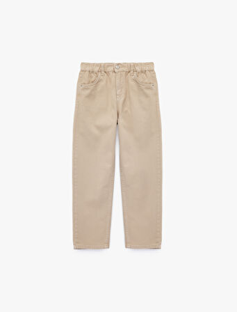 Pamuklu Rahat Kesim Cepli Denim Pantolon