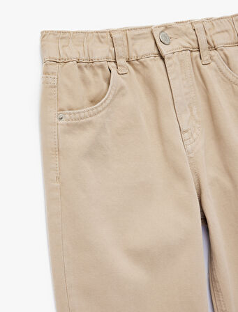 Pamuklu Rahat Kesim Cepli Denim Pantolon