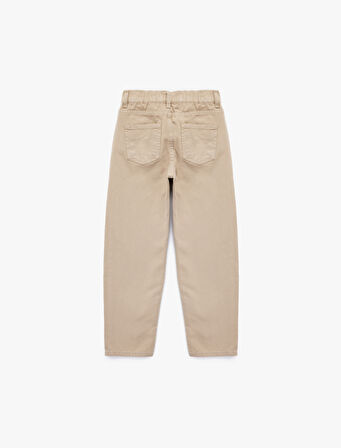 Pamuklu Rahat Kesim Cepli Denim Pantolon