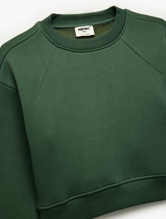 Uzun Kollu Bisiklet Yaka Basic Sweatshirt