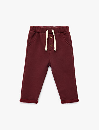 Şardonlu Duble Paça Düğmeli Bağcıklı Eşofman Altı