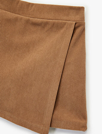 Beli Lastikli Kruvaze Basic Şort Etek