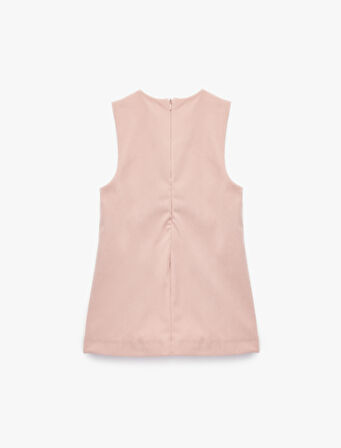 Nakış Detaylı V Yaka Kolsuz Kadife Jile Elbise