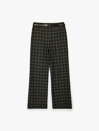 Koton X Melis Ağazat - Kemer Detaylı Cepli Ekose Palazzo Pantolon