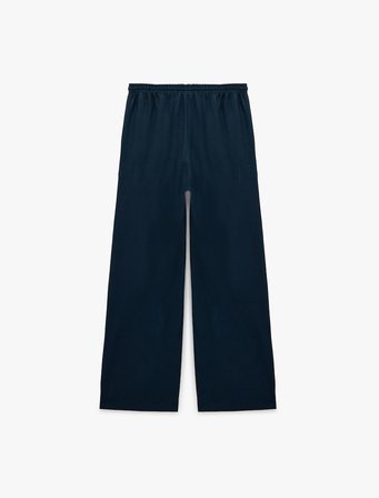 Viskon Keten Karışımlı Beli Bağcıklı Geniş Paça Pantolon