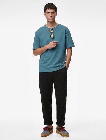 Düğme Detaylı Cepli Regular Fit Kumaş Pantolon