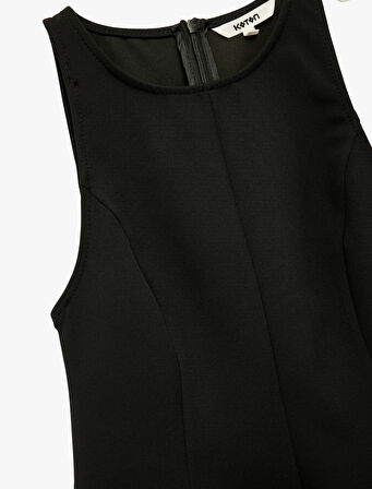 Slim Fit Kolsuz Bisiklet Yaka Peplum Bluz