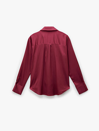 Regular Fit Uzun Kollu Düğmeli Saten Gömlek