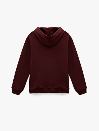 Şardonlu Kanguru Cepli Kapüşonlu Kedi İşlemeli Sweatshirt