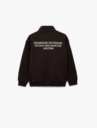 Uzun Kollu Şardonlu Yarım Fermuarlı Dik Yaka Sweatshirt