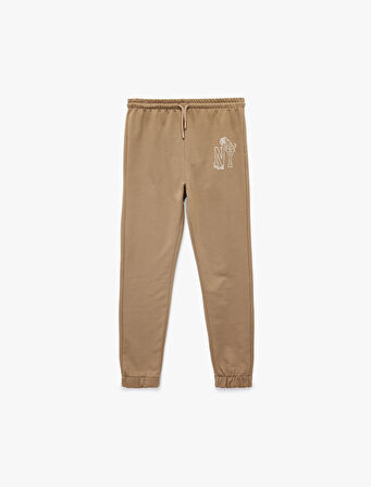 Pamuklu Baskı Detaylı Şardonlu Jogger Eşofman Altı